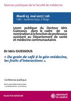 23 mai: Leçon publique. Nomination professorale au Département de santé et médecine communautaires