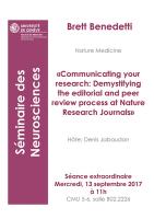 13 septembre: Séminaire de neurosciences "Communicating your research: Demystifying the editorial and peer review process at Nature Research Journals."