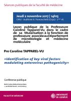 2 novembre: Leçon publique. Nomination professorale au Département de microbiologie et médecine moléculaire