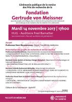 14 novembre: Cérémonie de remise des prix de la Fondation Gertrude von Meissner
