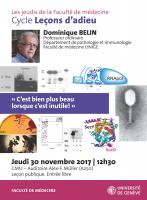 30 novembre: Jeudis de la Faculté - Leçon d'adieu prof. Dominique Belin