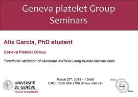 27 mars: Geneva Platelet Group Seminar