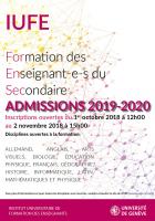 IUFE_Formation des enseignant-e-s du Secondaire: Admissions 2019-2020, Séance d'information CSDS