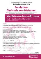 6 novembre: Remise des Prix, Fondation Gertrude Von Meissner