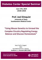 Diabetes Centre Seminars: Dr. Joel Elmquist
