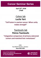 CRTOH seminar: Cohen and Tsantoulis labs