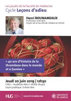 20 juin: Jeudis de la Faculté - Leçon d'adieu, prof. Henri Bounameaux