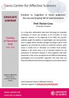 Graduate Seminar - Emotion vs. Cognition in moral judgment: the rise and (maybe) fall of sentimentalism