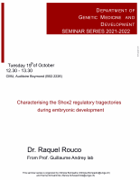 GEDEV Seminar: Characterising the Shox2 regulatory tragectories during embryonic development