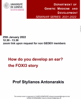 GEDEV Seminar: How do you develop an ear? the FOXI3 story