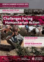Challenges Facing Humanitarian Action - Inaugural Conference Geneva Summer Schools 2013