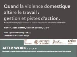 AFTER WORK tout simplement - Quand la violence domestique altère le travail : gestion et pistes d'action. A l'intention des professionnels en interaction avec les personnes concernées.