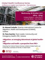 18 octobre: Conférences de l'Institut de Santé globale