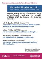 20 décembre: Leçons publiques. Nomination professorale et de médecin-chef du Service de chirurgie viscérale