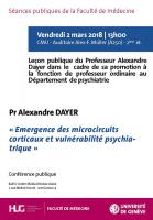 2 mars: Leçon publique. Nomination professorale au Département de psychiatrie