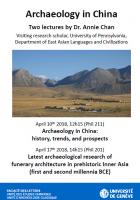  Archaeology in China: Latest archaeological research of funerary architecture in prehistoric Inner Asia (first and second millennia BCE)