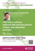 10 octobre: Jeudis de la Faculté - Frontiers in Biomedicine, Prof. Patapoutian