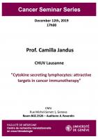 CRTOH Seminar Series: Prof. Camilla Jandus
