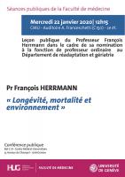 22 janvier: Leçon publique. Nomination professorale au Département de réadaptation et gériatrie