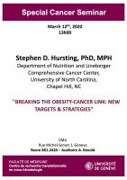 EVENEMENT ANNULE! Special Cancer Seminar: Stephen Hursting, University of North Carolina