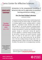 GRADUATE SEMINAR - Introduction to the computational modelling of behavioral data and its applications to emotional learning and decision-making 