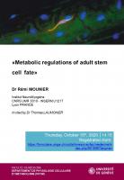 Metabolic regulations of adult stem cell fate
