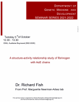 GEDEV Seminar: A structure-activity relationship study of fibrinogen with AαE chains