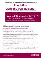 24 novembre: Cérémonie de remise de prix, Fondation Gertrude von Meissner
