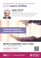 27 septembre: Leçon d'adieu Pr Didier Pittet
