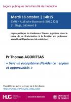18 octobre: Leçon de nomination professorale au Département de médecine