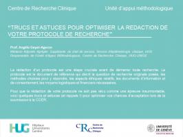 “TRUCS ET ASTUCES POUR OPTIMISER LA REDACTION DE VOTRE PROTOCOLE DE RECHERCHE’’