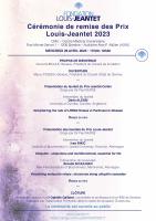 Cérémonie de remise des Prix Louis-Jeantet 2023