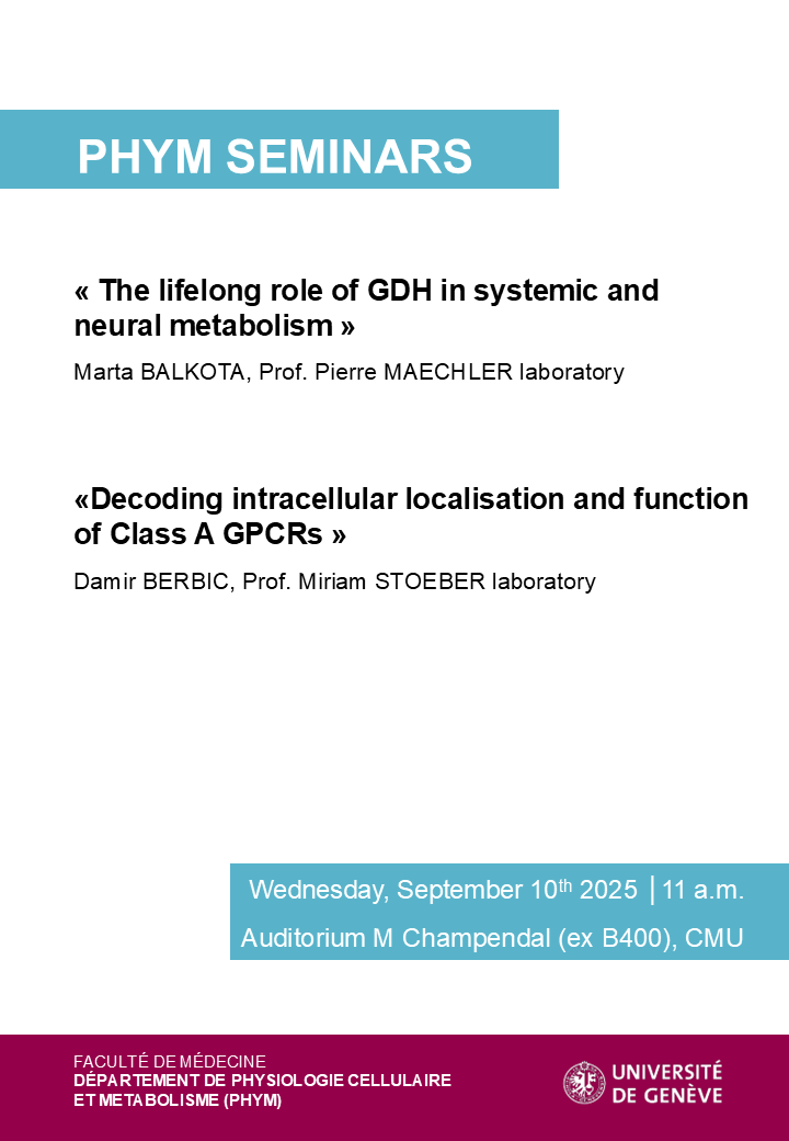 "The lifelong role of GDH in systemic and neural metabolism" & "Decoding intracellular localisation and function of Class A GPCRs"