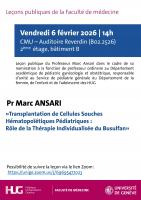 «Transplantation de cellules souches hématopoïétiques pédiatriques: rôle de la thérapie individualisée du Busulfan»